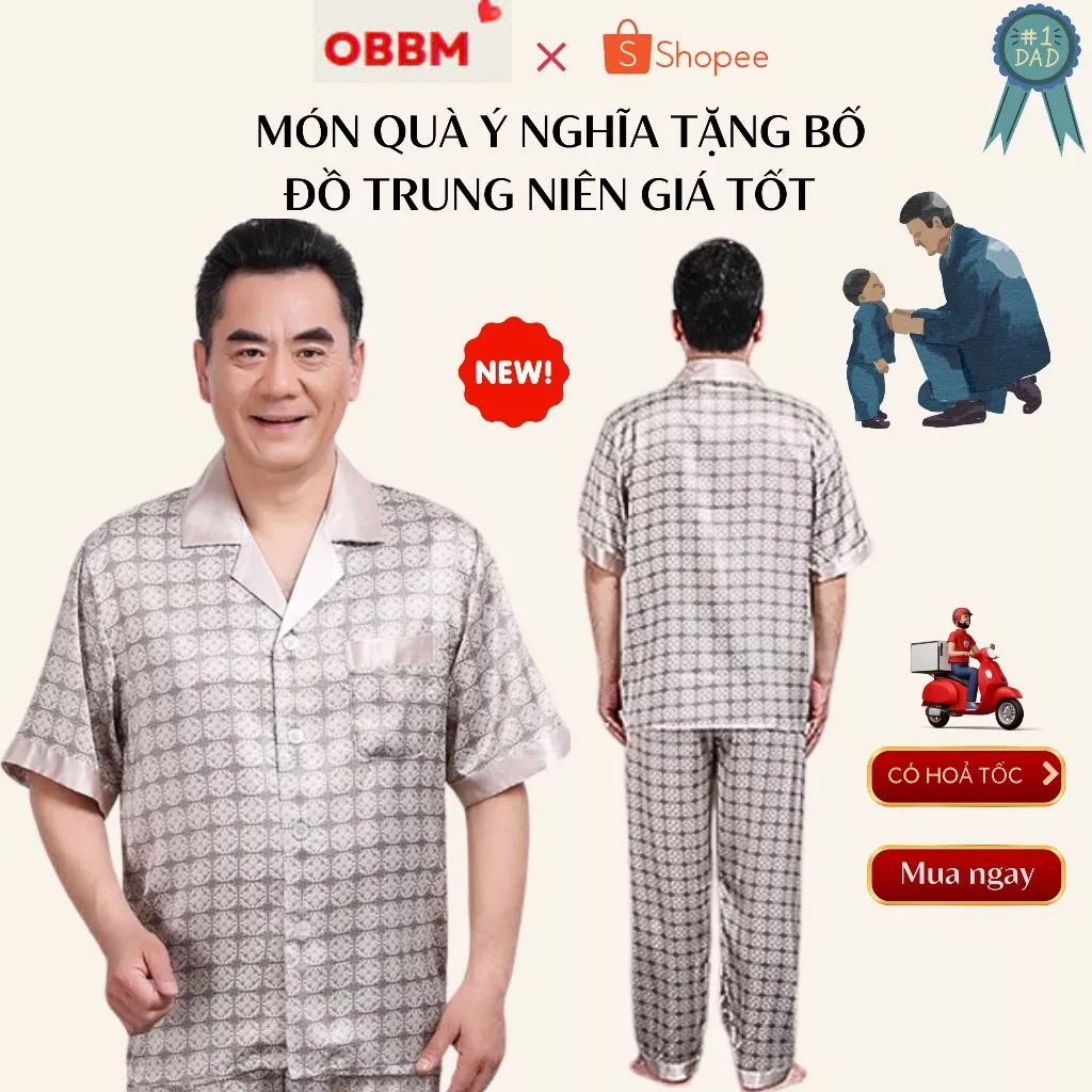 Đồ bộ nam trung niên, bộ pijama cho người già ngắn tay và dài tay _hàng sẵn