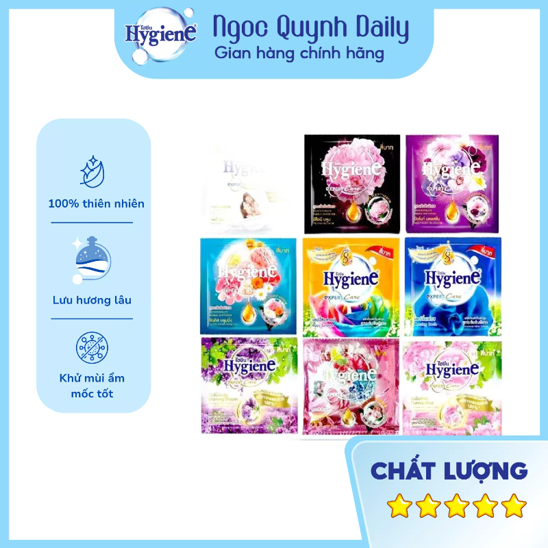 Nước xả vải Hygiene Thái Lan 1 Dây ( 12 gói ) gói 20ml, hương hoa, làm mềm vải, làm thẳng nếp nhăn Làm Sạch