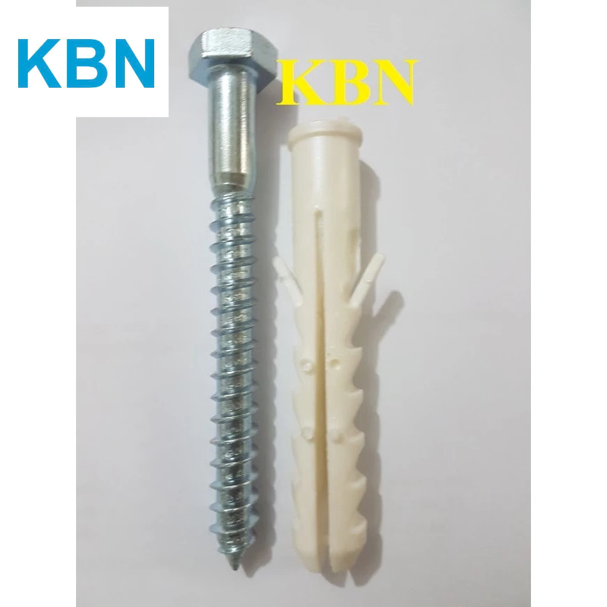 Bộ vít thép, tắc kê nhựa dùng mũi khoan bê tông phi 16 ( vít dài 12cm, tắc kê dài 10cm)