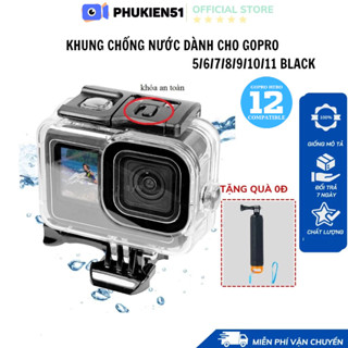 Khung Vỏ chống nước Gopro Hero 13 12 11 10 9 8 7 6 5 Black, Case Shoot cao cấp lặn sâu lên tới 40M