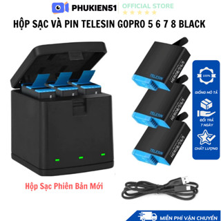 Hộp Sạc và Pin TELESIN GoPro Hero 5 6 7 8 Black kéo dài thường gian quay