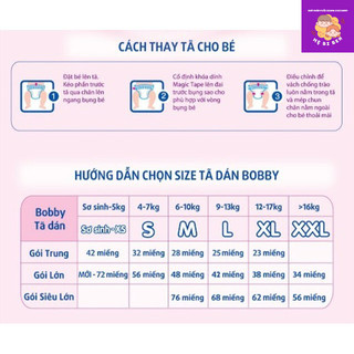 [Tách lẻ miếng] Tã Dán Bobby Size S/M/L/XL/XXL 1 miếng