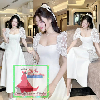 VÁY VINTAGE TAY LƯỚI BỒNG ĐÍNH HỌA TIẾT BƯỚM 090124