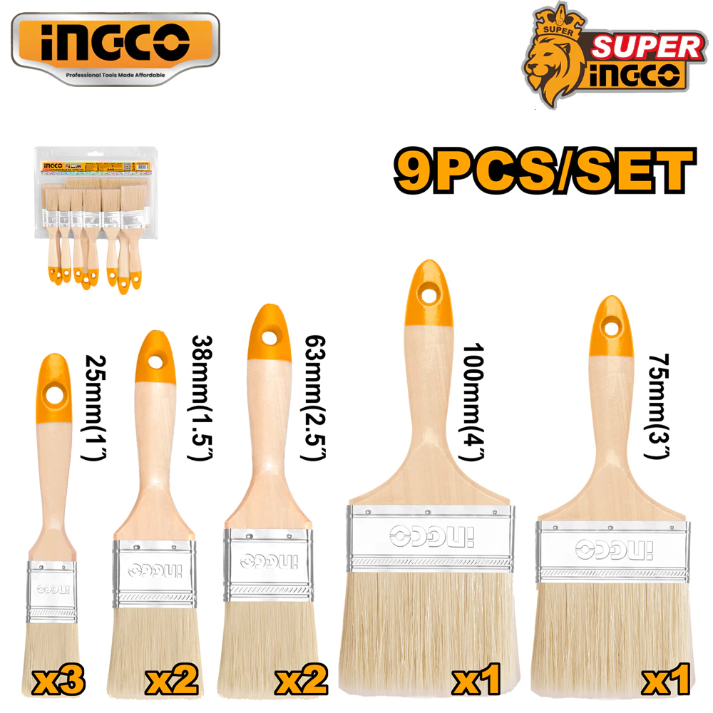 Bộ 9 cây cọ sơn nước Ingco CHPTB0114091