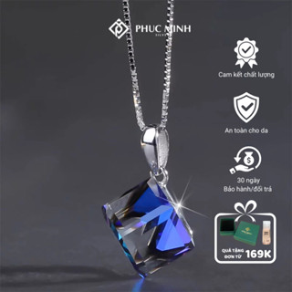 Dây chuyền bạc nữ Laura Jewelry mặt đá pha lê xanh swarovski lấp lánh cao cấp LJ0031