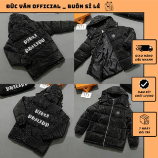 Áo Phao Trần Bông Phi Líp Vân Sọc Phối Chữ Lưng Mix Khóa QC Bản Chuẩn_Áo Phao Nam Nữ PhiLip Plen Bản Bóng Tàu Dày Dặn