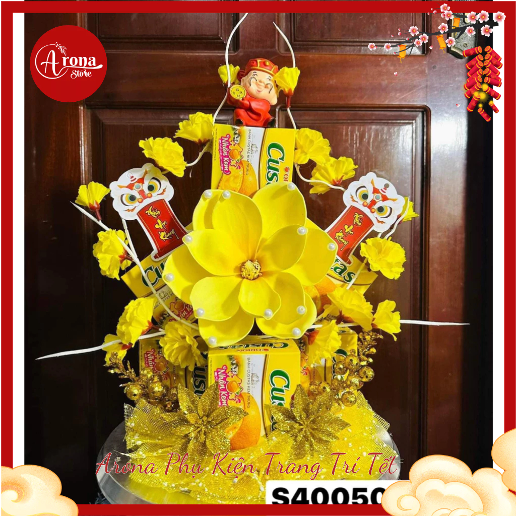 Set nguyên liệu làm tháp bánh tài lộc decor tết trang trí bàn thờ quà tặng Tết 2025 Tháp tài lộc