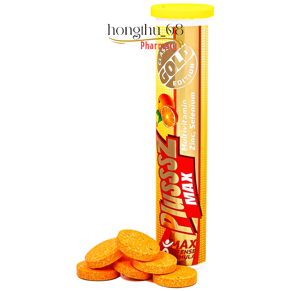 Viên sủi Plusssz Gold Max vị cam bổ sung vitamin và khoáng chất cho cơ thể (20 viên)