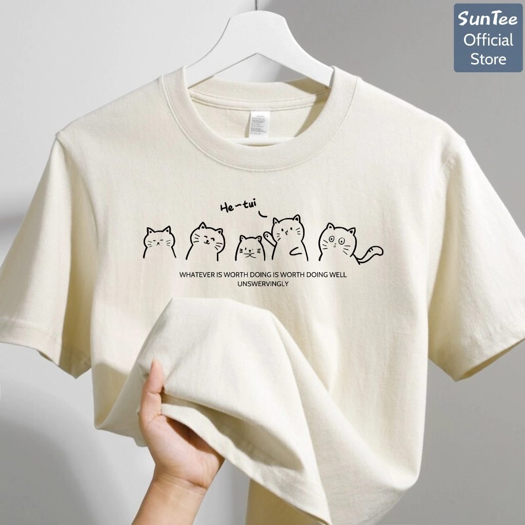 Áo thun nữ form vừa SUNTEE STFV505 phong cách basic in hình 06 vải cotton 250GSM cao cấp thoáng mát