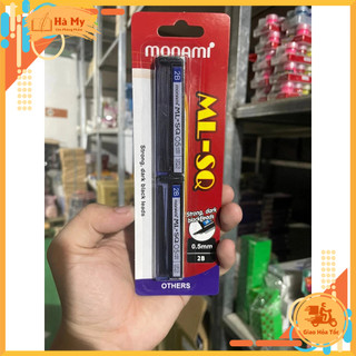 Vỉ 2 Ống Ruột Bút Chì Bấm Monami 0.5mm, 0.7mm 2B Viết nét đậm, nhẹ mượt và êm