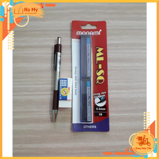 Vỉ 2 Ống Ruột Bút Chì Bấm Monami 0.5mm, 0.7mm 2B Viết nét đậm, nhẹ mượt và êm