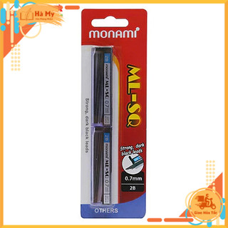 Vỉ 2 Ống Ruột Bút Chì Bấm Monami 0.5mm, 0.7mm 2B Viết nét đậm, nhẹ mượt và êm