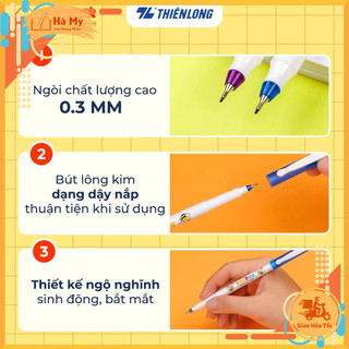 Vỉ 3 Cây Bút Lông Kim Beebee Thiên Long FL-04 Dáng bút thon gọn dễ cầm, xinh xắn