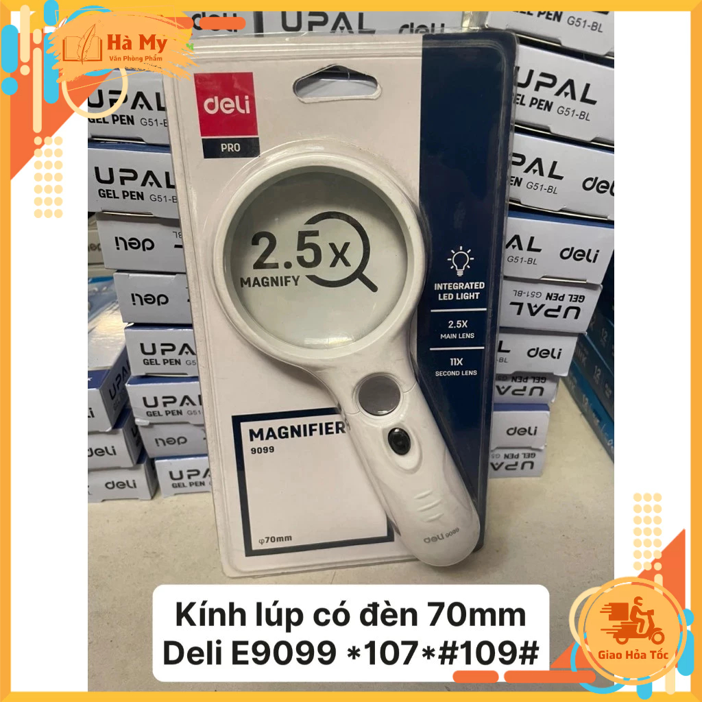 Kính Lúp có đèn Deli