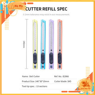 Combo 5 Cây Dao Rọc Giấy Nhỏ Deli E2066 - Loại 13 Lưỡi Dao Bằng Thép Hợp Kim SK5 Sắc Bén