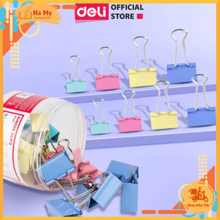 Kẹp Bướm Màu Hộp Nhựa Deli - Nhiều Kích Thước