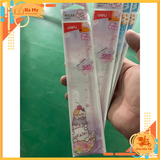 Combo 2 Cây Thước kẻ nhựa cứng mica 15cm Deli EH655