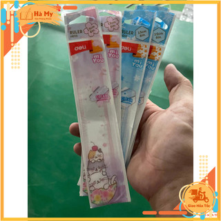 Combo 2 Cây Thước kẻ nhựa cứng mica 15cm Deli EH655