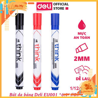 Combo 5 Cây Bút Lông Viết Bảng Trắng Xóa Được Deli 3 Màu U001 - Bút Viết Trơn Mượt Tiện Dụng