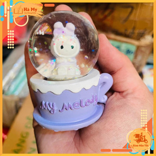 Quả cầu pha lê tuyết size bé có đèn phát sáng xinh xắn kèm pin, quả cầu tuyết quà tặng ý nghĩa