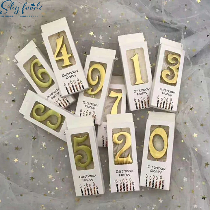 [SIÊU RẺ❤️] Nến Số Nhũ Cao Cấp Màu Vàng( Số 0 đến Số 9)