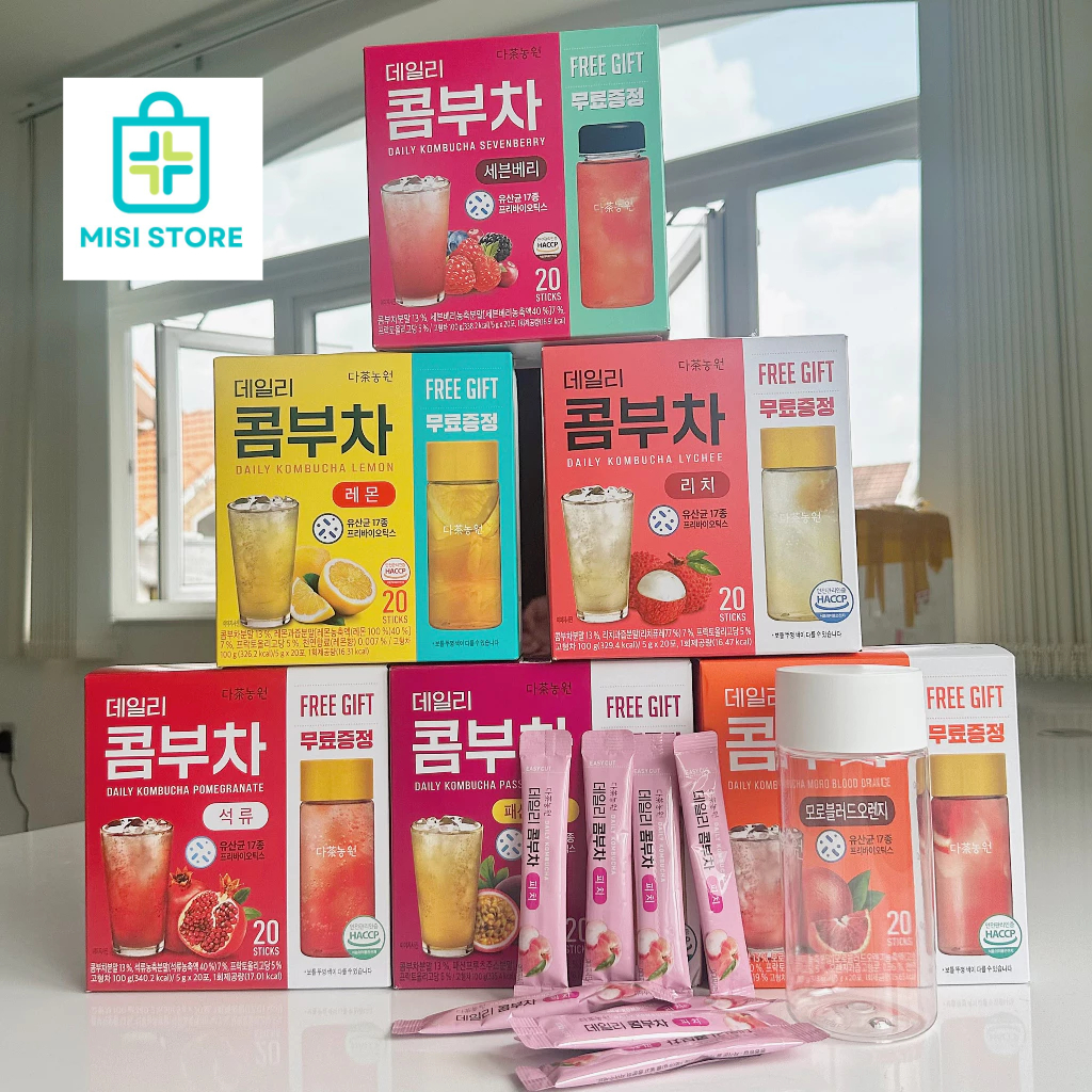 (tặng bình) Trà Kombucha Danongwon nhập khẩu Hàn Quốc vị trái cây hộp 20