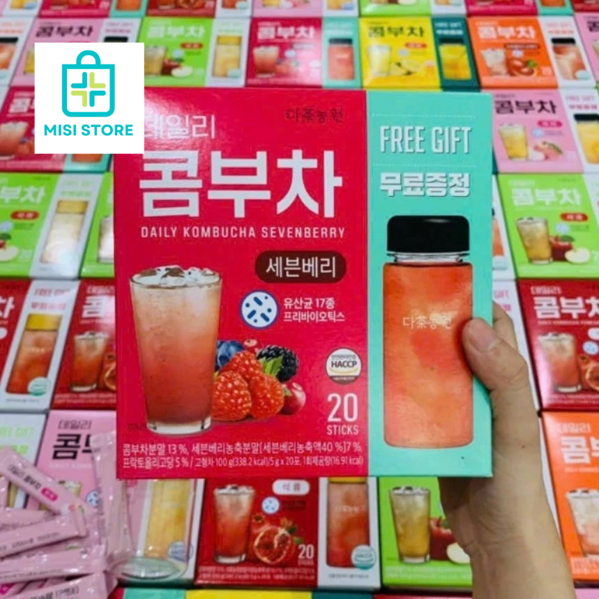 (tặng bình) Trà Kombucha Danongwon nhập khẩu Hàn Quốc vị trái cây hộp 20