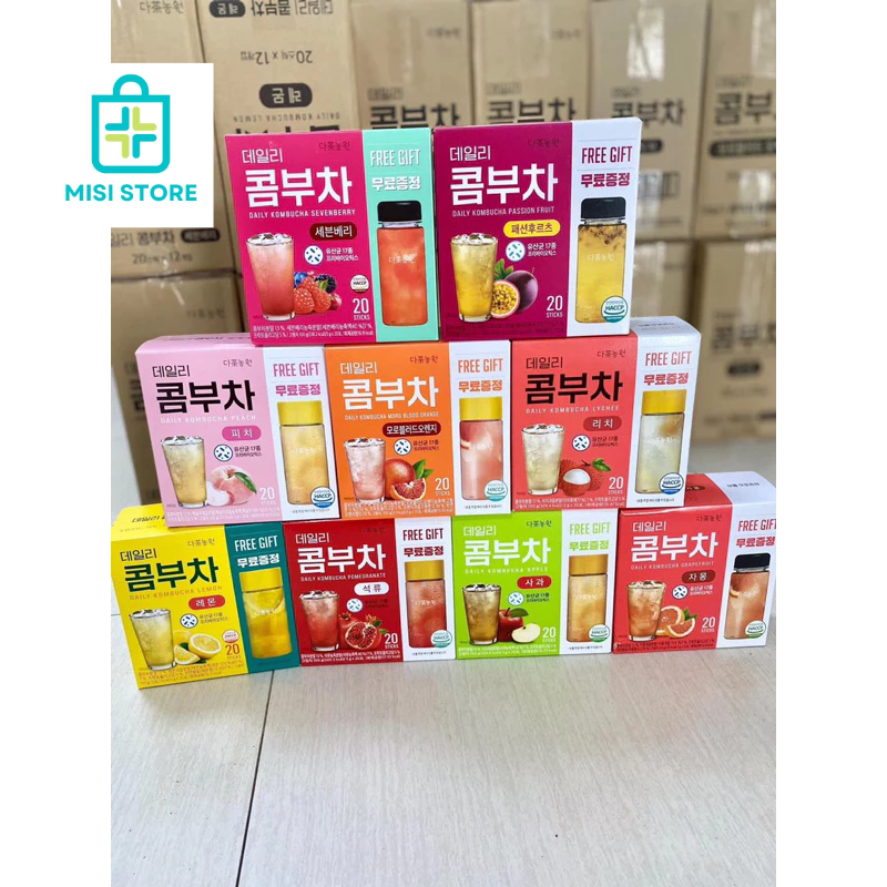 (tặng bình) Trà Kombucha Danongwon nhập khẩu Hàn Quốc vị trái cây hộp 20