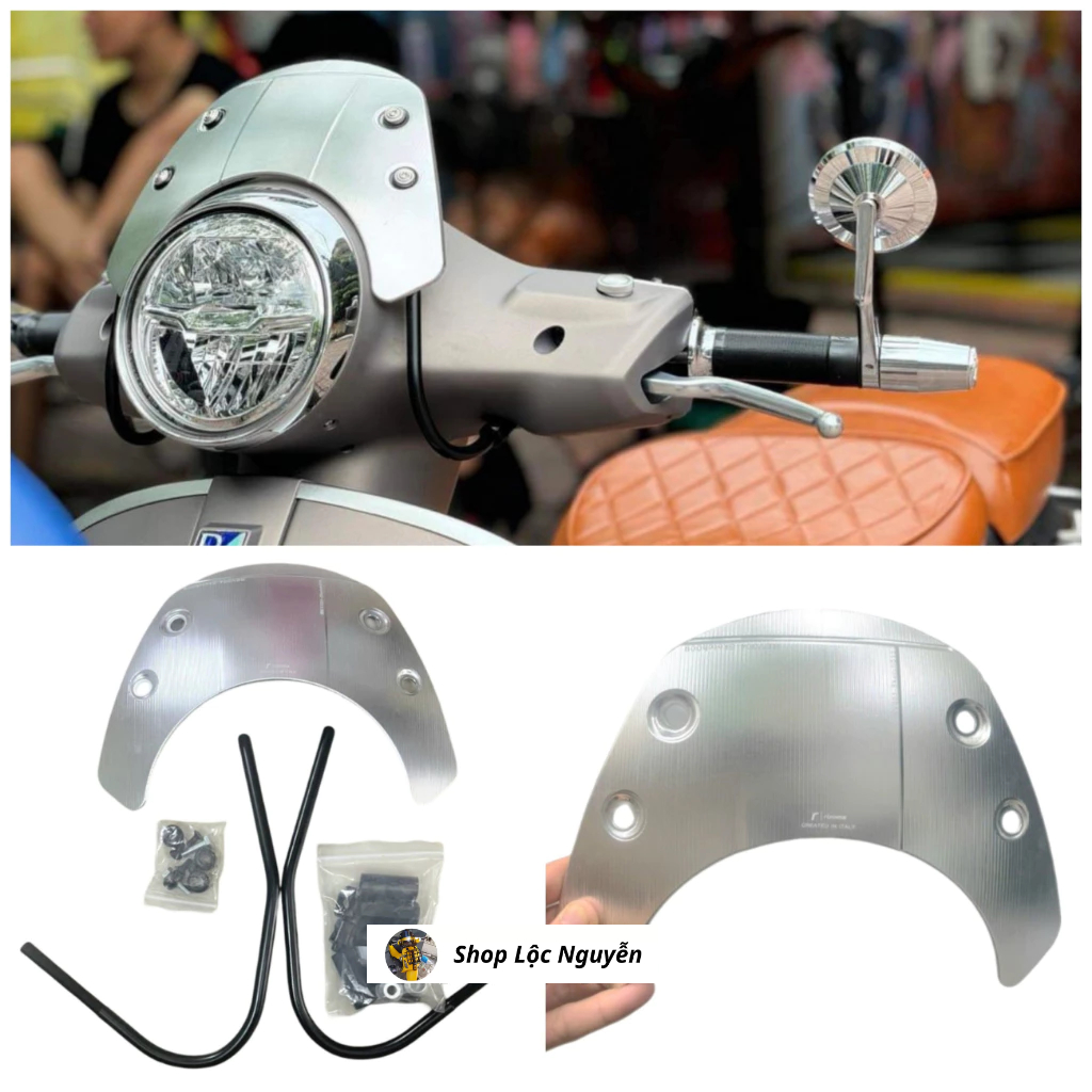 Kính chắn gió full nhôm CNC kiểu Rizoma cho Vespa GTS
