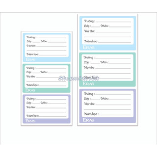 Combo 150 nhãn Vở Màu Pastel Eras E587-Nhãn Vở Bé (76x46mm)
