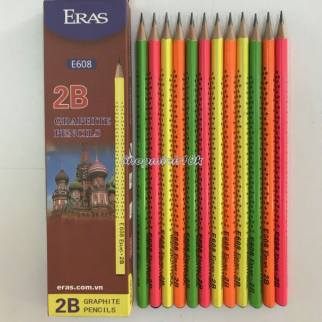 1 hộp bút chì 2B Neon 12 chiếc Eras E608