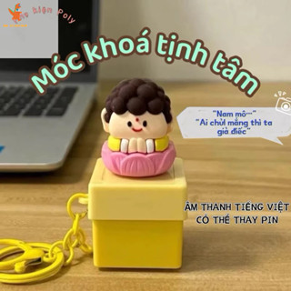   Bản Tiếng Việt Móc Khoá Bàn Phím Cơ Tích Đức Tịnh Tâm Kèm Giọng Nói Đèn Led Móc Khoá Keycap Dễ Thương 