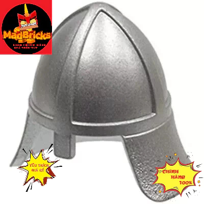 (PHỤ KIỆN LEGO CASTLE ) MŨ GIÁP BẠC CHO LÍNH TRUNG CỔ