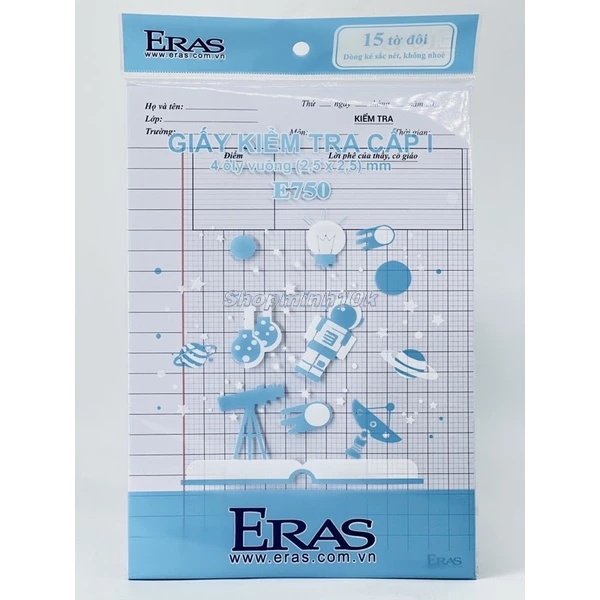 Giấy kiểm tra cấp 1 Eras E750 15 tờ đôi