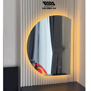 Gương Bỉ Nhập Khẩu Treo Nhà Tắm,Trang Điểm Bán Nguyệt Cao Cấp Cảm Ứng Đèn Led - Vạn Bình An