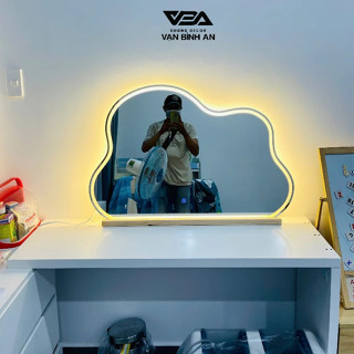 Gương Bỉ AGC Indo - Gương Để Bàn Trang Điểm Cảm Ứng Đèn LED Cao Cấp Vạn Bình An