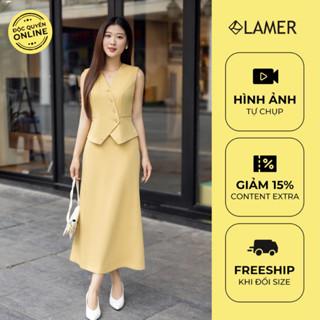 Set Áo kiểu nữ sát nách nẹp lệch phối Chân váy maxi dáng suông LAMER O65D24H015, O62M24Q013