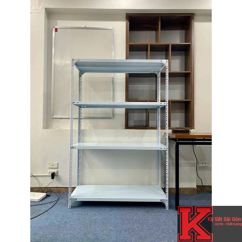 (80 x 40) Kệ sắt chứa hàng , kệ sắt v lỗ đa năng (0.8m x 40cm x cao 1.5m x 4 tầng)