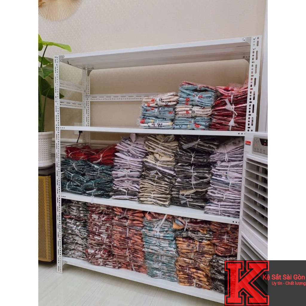 Kệ sắt v lỗ đa năng tải nhẹ (Dài 1m x rộng 0.4m x cao 1.5m x 4 tầng)