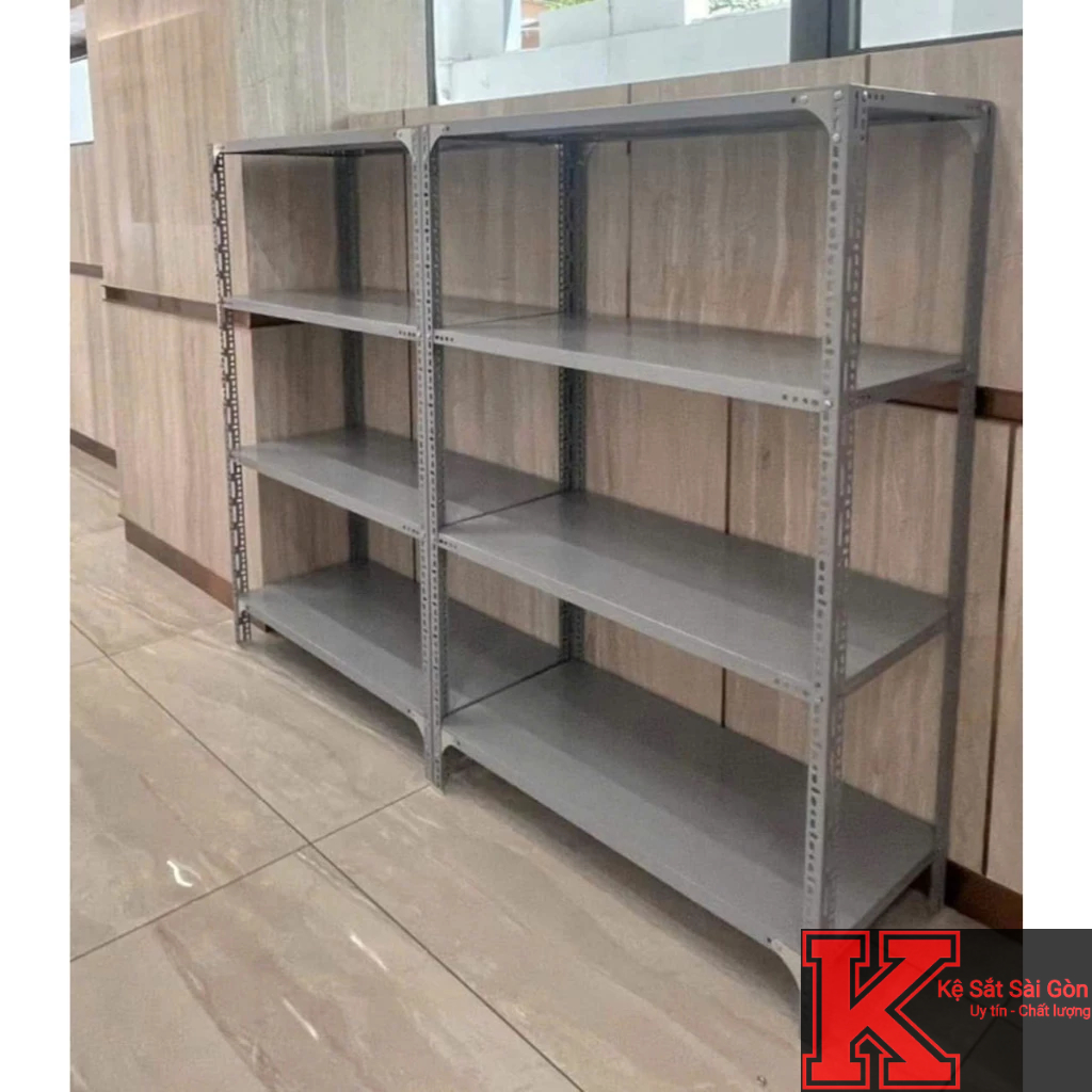 Kệ sắt 4 tầng giá rẻ, kệ sắt v lỗ 4 tầng ( Dài 1m x rộng 0.3m x Cao 1.5m x 4 tầng)