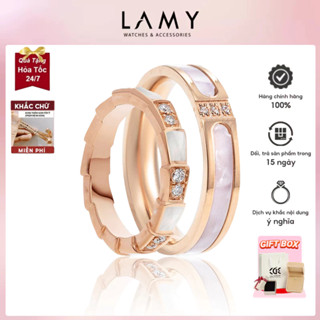 Nhẫn cặp đôi CDE Stone Inlaid Rose Gold Ring CDE8047RG & CDE8021RG