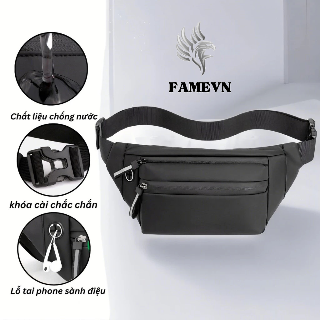 Túi bao tử nam nữ thời trang siêu nhẹ TC07 chống nước, túi thay đổi linh hoạt được 3 kiểu đeo