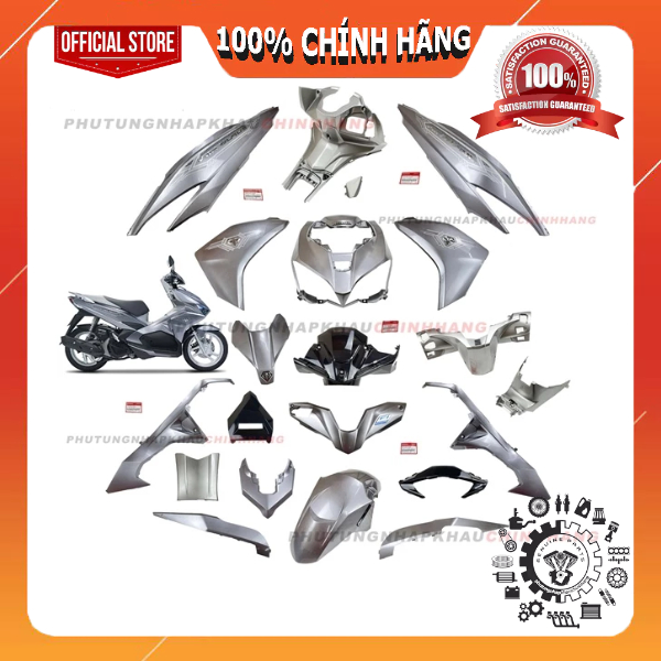 [LẺ MÓN] Dàn áo AB 125 2018 màu Xám Bạc tem Cao Cấp, Air Blade 125 2016 2017 2019 chính hãng