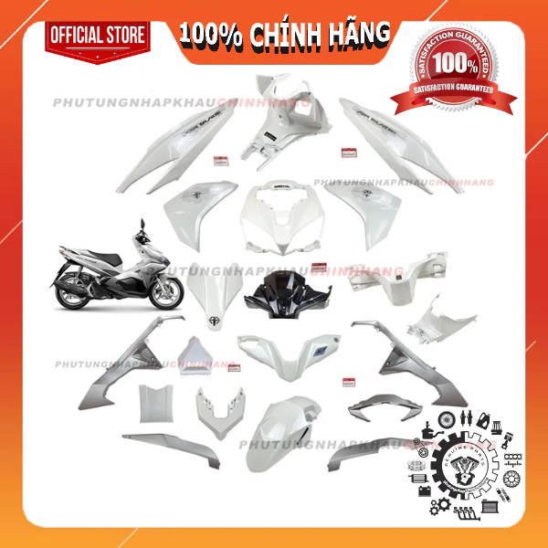 [LẺ MÓN] Dàn áo AB 125 2016 màu Trắng Bạc tem Cao Cấp, Air Blade 125 2017 2018 2019 chính hãng