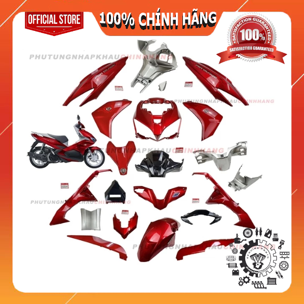 [LẺ MÓN] Dàn áo AB 125 2018 màu Đỏ Bạc tem Cao Cấp, Air Blade 125 2016 2017 2019 chính hãng