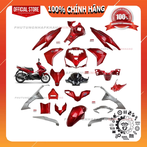 [LẺ MÓN] Dàn áo AB 125 2016 màu Đỏ Bạc tem Cao Cấp, Air Blade 125 2017 2018 2019 chính hãng