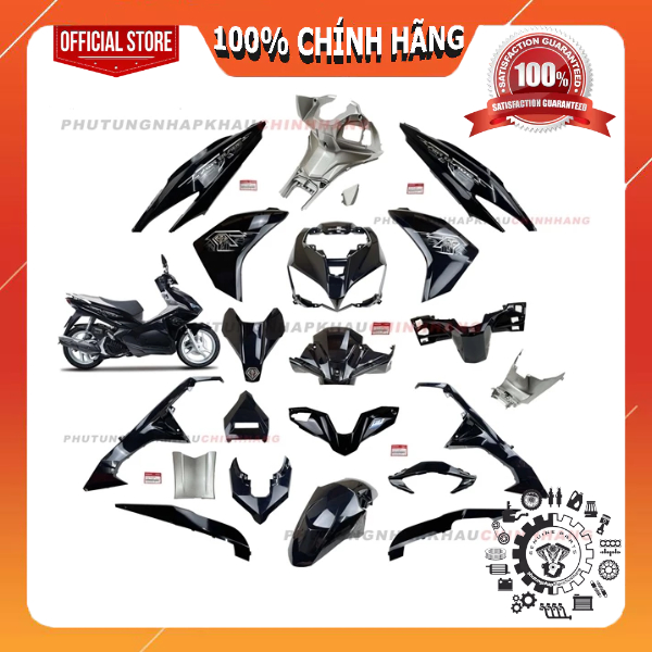 [LẺ MÓN] Dàn áo AB 125 2019 màu Đen Bạc tem Cao Cấp, Air Blade 125 2016 2017 2018 chính hãng