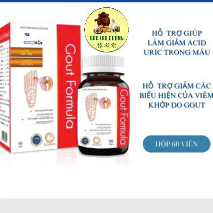 Viên Giảm Gout - GOUT FORMULA Giảm Các Biểu Hiện Của Viem Khớp Do Gout - Gut - Acid uric - Hộp 60 vi
