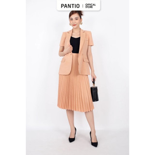 BAV32652 - Áo vest nữ công sở vải thô dáng ôm cổ hai ve tay cộc thân phối túi hai bên - PANTIO