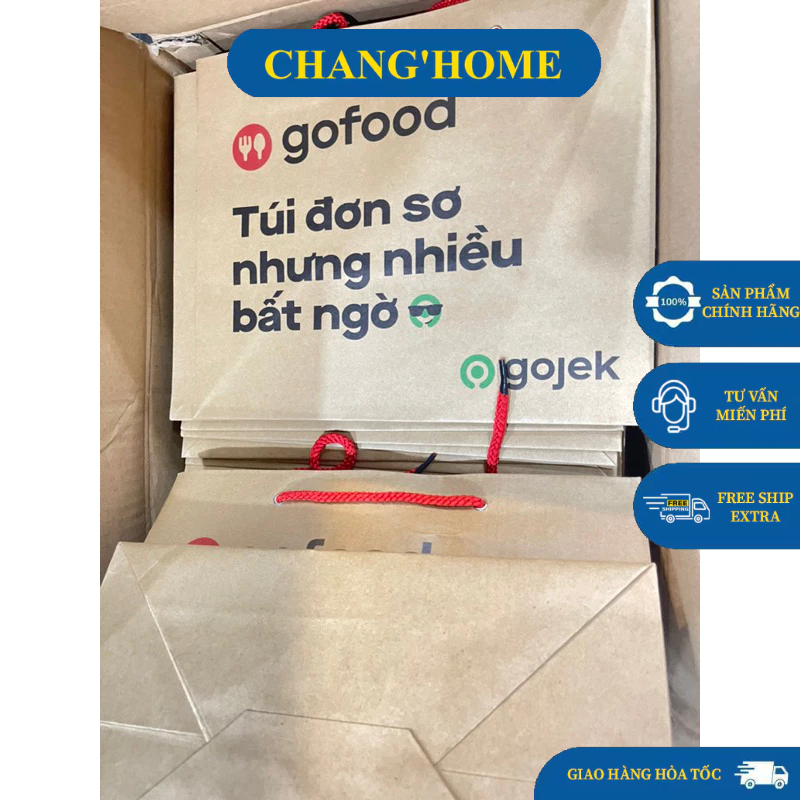 Túi Giấy Kraft Gofood - Quai Dây Vải Chắc chắn [ Freeship ]